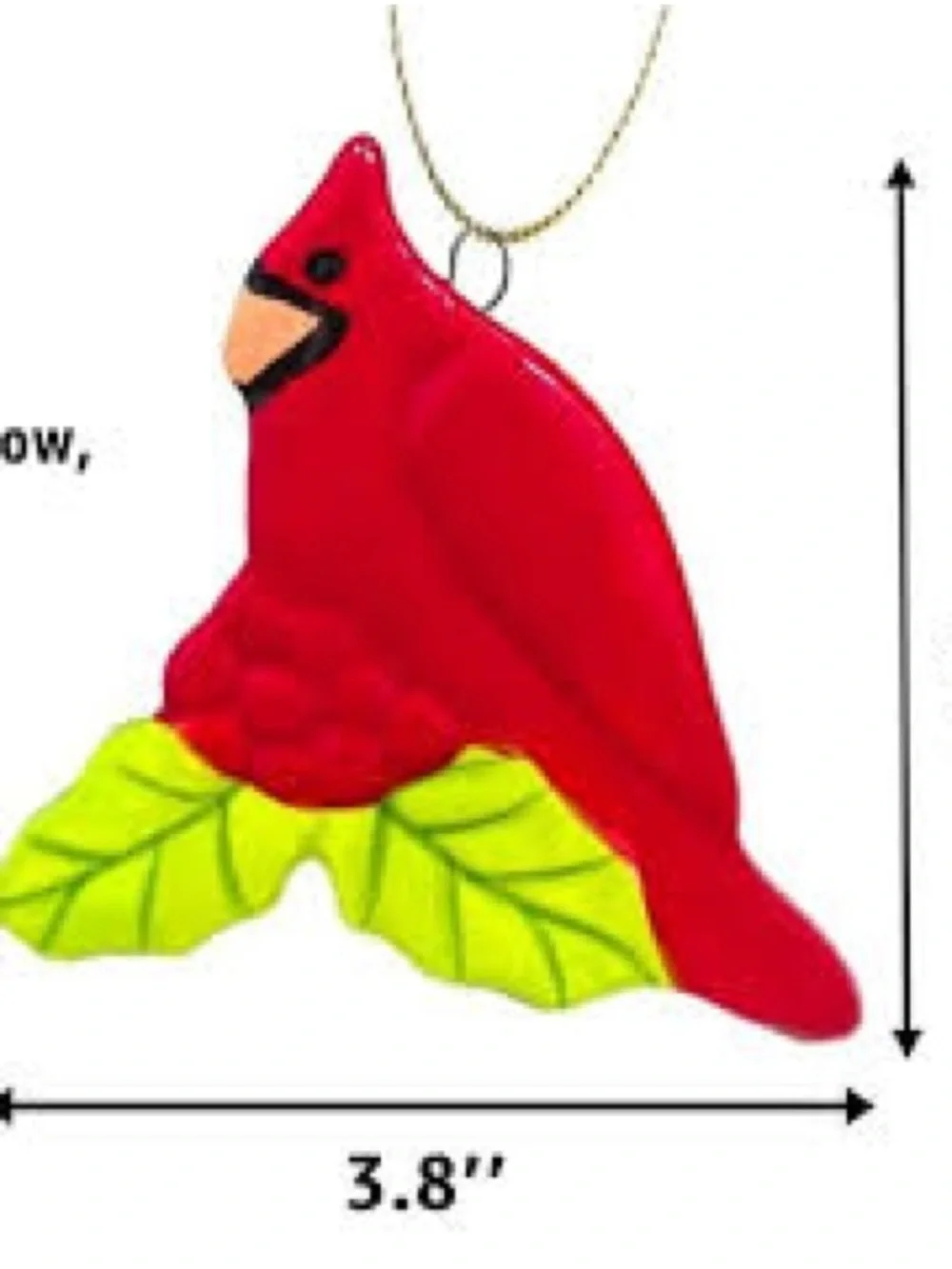 Target Red Cardinal Ornament with Green Leaves and Gold Loop